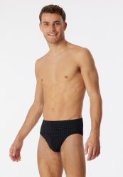 Schiesser Slip Schwarz kariert - Cotton Casuals für Herren, Größe S, 95 % Baumwolle, 5 % Elasthan