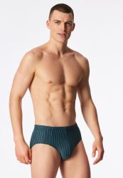 Schiesser Slip 3er-Pack Petrol/Schwarz gestreift - 95/5 für Herren, Größe L, 95 % Baumwolle, 5 % Elasthan