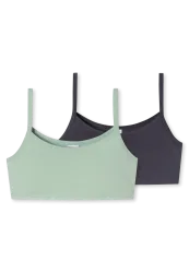 Schiesser Bustier 2er-Pack Schwarz/Mint - 95/5 für Mädchen, Größe 140, 95 % Baumwolle, 5 % Elasthan