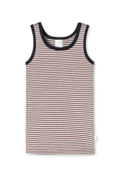 Schiesser Unterhemd Doppelripp Braun/Weiss gestreift - Double Rib für Jungen, Größe 6Y, 95 % Baumwolle, 5 % Elasthan
