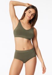 Schiesser Soft-BH herausnehmbare Pads Khaki - Classic Seamless für Damen, Größe XXL, 93 % Polyamid, 7 % Elasthan