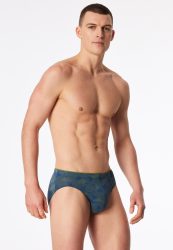 Schiesser Slip Blau/Grün gemustert - Long Life Soft für Herren, Größe XL, 45 % Baumwolle, 45 % Modal, 10 % Elasthan