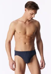 Schiesser Slip Dunkelblau gemustert - Long Life Soft für Herren, Größe M, 45 % Baumwolle, 45 % Modal, 10 % Elasthan