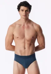 Schiesser Slip Blau gemustert - Comfort Fit für Herren, Größe S, 95 % Baumwolle, 5 % Elasthan