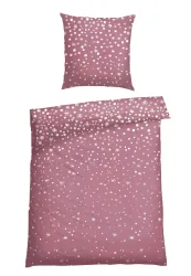 Schiesser Bettwäscheset 2-teilig Pink gemustert - Feinbiber, Größe 155*220, 100 % Baumwolle