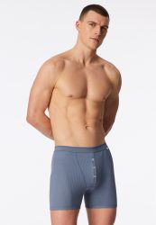 Schiesser Enge Boxershorts Doppelripp mit Knopfleiste Blau - Revival Friedrich für Herren, Größe XXL, 100 % Baumwolle