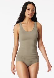 Schiesser Tank Top Oliv - Luxury für Damen, Größe XXL, 100 % Baumwolle