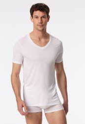 Schiesser T-Shirt V-Ausschnitt Weiss - Premium Modal für Herren, Größe XL, 55 % Modal, 35 % Polyamid, 10 % Elasthan