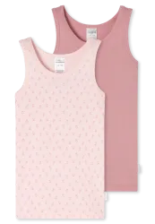 Schiesser Unterhemd Feinripp 2er-Pack Rosa - Fine Rib für Mädchen, Größe 2Y, 100 % Baumwolle