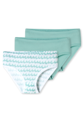 Schiesser Slip Feinripp 3er-Pack Blau/Weiss - Fine Rib für Mädchen, Größe 4Y, 100 % Baumwolle