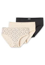 Schiesser Slip Feinripp 3er-Pack Schwarz/Weiss gemustert - Fine Rib für Mädchen, Größe 2Y, 100 % Baumwolle