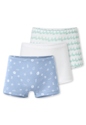 Schiesser Shorts 3er-Pack Blau/Weiss - 95/5 für Mädchen, Größe 4Y, 95 % Baumwolle, 5 % Elasthan