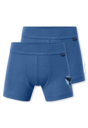 Schiesser Shorts 2er-Pack Blau - Fine Rib für Jungen, Größe 6Y, 100 % Baumwolle