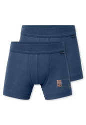 Schiesser Shorts 2er-Pack Dunkelblau - Fine Rib für Jungen, Größe 4Y, 100 % Baumwolle