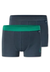 Schiesser Shorts 2er-Pack Blau/Grün - Fine Rib für Jungen, Größe 2Y, 100 % Baumwolle