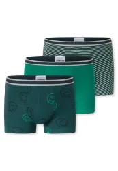 Schiesser Shorts 3er-Pack Grün gemustert- 95/5 für Jungen, Größe 2Y, 95 % Baumwolle, 5 % Elasthan