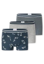 Schiesser Shorts 3er-Pack Blau/Grau gemustert - 95/5 für Jungen, Größe 2Y, 95 % Baumwolle, 5 % Elasthan