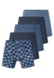 Schiesser Shorts 5er-Pack Blau gemustert - 95/5 für Jungen, Größe 2Y, 95 % Baumwolle, 5 % Elasthan