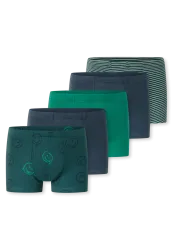 Schiesser Shorts 5er-Pack Blau/Grün gemustert - 95/5 für Jungen, Größe 2Y, 95 % Baumwolle, 5 % Elasthan