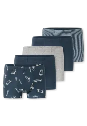Schiesser Shorts 5er-Pack Blau/Grau gemustert - 95/5 für Jungen, Größe 2Y, 95 % Baumwolle, 5 % Elasthan