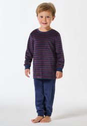 Schiesser Schlafanzug mit Bündchen Rot/Blau gestreift - Boys World für Jungen, Größe 2Y, 75 % Baumwolle, 25 % Polyester