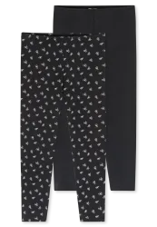 Schiesser Leggings 2er-Pack Schwarz/Weiss gemustert - 95/5 für Mädchen, Größe 6Y, 95 % Baumwolle, 5 % Elasthan