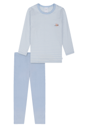 Schiesser Schlafanzug Blau/Weiss gestreift - Kids Nightwear für Mädchen, Größe 3Y, 100 % Baumwolle