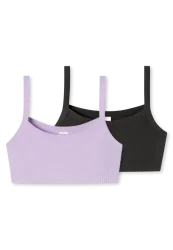 Schiesser Bustier 2er-Pack Schwarz/Flieder - Fresh Vibe für Mädchen, Größe 164, 50 % Baumwolle, 5 % Elasthan, 45 % Modal