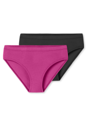 Schiesser Slip 2er-Pack Schwarz/Pink - Fresh Vibe für Mädchen, Größe S, 50 % Baumwolle, 5 % Elasthan, 45 % Modal