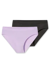 Schiesser Slip 2er-Pack Schwarz/Flieder - Fresh Vibe für Mädchen, Größe XS, 50 % Baumwolle, 5 % Elasthan, 45 % Modal