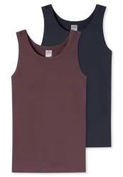 Schiesser Unterhemd 2er-Pack Bordeaux/Dunkelblau - 95/5 für Jungen, Größe M, 95 % Baumwolle, 5 % Elasthan
