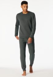 Schiesser Sweatshirt Grün - Mix+Relax für Herren, Größe M, 70 % Baumwolle, 30 % Polyester