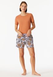 Schiesser Shorts Lila gemustert - Mix+Relax für Damen, Größe S, 95 % Modal, 5 % Elasthan