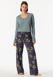 Schiesser Hose Lila gemustert - Mix+Relax für Damen, Größe S, 95 % Modal, 5 % Elasthan