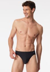Schiesser Slip Schwarz gestreift - Pure Micro für Herren, Größe XL, 80 % Polyamid, 20 % Elasthan
