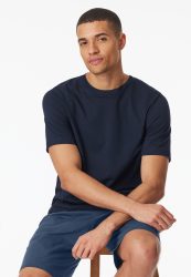 Schiesser T-Shirt Dunkelblau - Mix+Relax für Herren, Größe S, 100 % Baumwolle