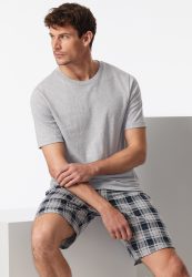 Schiesser T-Shirt Grau - Mix+Relax für Herren, Größe S, 100 % Baumwolle