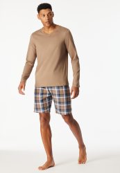 Schiesser Shirt V-Ausschnitt Braun - Mix+Relax für Herren, Größe M, 100 % Baumwolle