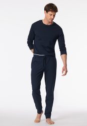 Schiesser Hose mit Bündchen Dunkelblau - Mix+Relax für Herren, Größe M, 100 % Baumwolle