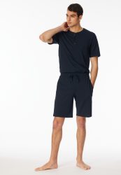 Schiesser Hose kurz Dunkelblau - Mix+Relax für Herren, Größe M, 100 % Baumwolle