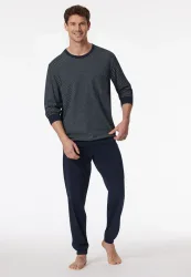 Schiesser -  Pyjama Schlafanzug  - Comfort Essentials, für Herren, Dunkelblau, Größe 58