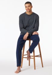 Schiesser -  Pyjama Schlafanzug  - Casual Essentials, für Herren, Anthrazit, Größe 58