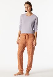 Schiesser Hose Orange gemustert - Mix+Relax für Damen, Größe M, 95 % Modal, 5 % Elasthan