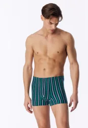 Schiesser Enge Boxershorts Grün/Blau gestreift - 95/5 für Herren, Größe M, 95 % Baumwolle, 5 % Elasthan