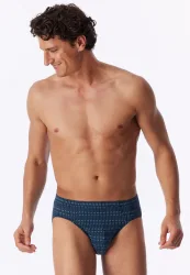 Schiesser Slip Blau gemustert - 95/5 für Herren, Größe M, 95 % Baumwolle, 5 % Elasthan