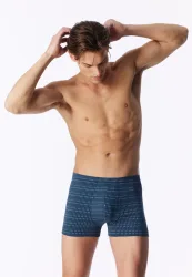 Schiesser Enge Boxershorts Blau gemustert - 95/5 für Herren, Größe L, 95 % Baumwolle, 5 % Elasthan