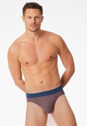 Schiesser Slip Rot gemustert - 95/5 für Herren, Größe M, 95 % Baumwolle, 5 % Elasthan