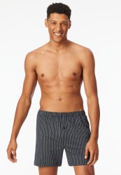 Schiesser Boxershorts mit Knopfleiste 2er-Pack Dunkelblau/Weiss gestreift - Boxershorts Multipacks für Herren, Größe XL, 100 % Baumwolle