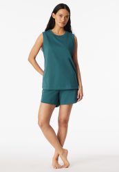 Schiesser Shirt ärmellos Petrol - Mix+Relax für Damen, Größe XS, 100 % Baumwolle