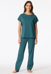 Schiesser T-Shirt Petrol - Mix+Relax für Damen, Größe XS, 100 % Baumwolle